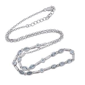 Vintage Sterling Silver 925 | Marquise Round Cubic Zirconia Necklace 18.5"-20"